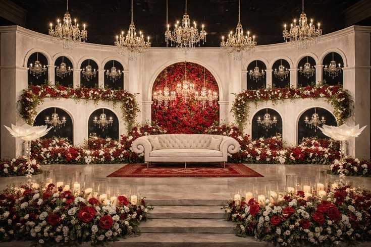 Luxury wedding reception decor by Decor by Sudhanshu
